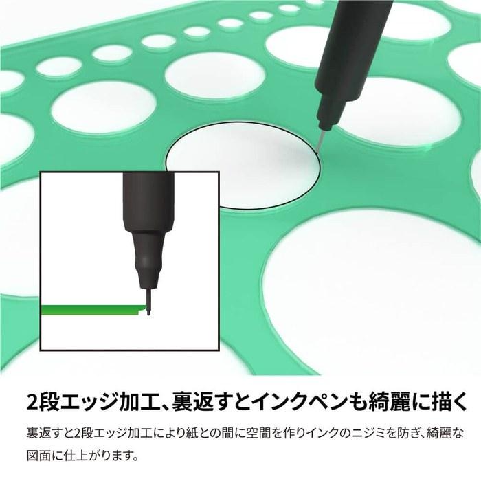 Template Ruler Circle Ruler for Drafting 152x315x1mm 1- 50 2-Step Cut Made In Japan TriTech 003-001 Length 315mm, Width 152mm
