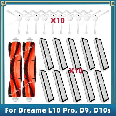 Kompatibel für Dreame L10 Pro, D9, D9 Max, D9 Mistral, D9 Pro, D10s, D10s Pro Ersatzteile Zubehör Hauptseitenbürste Filter