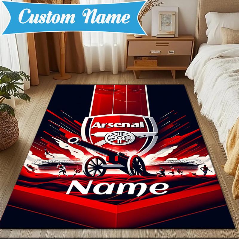 Custom Name Arse-nal Football Crest Rug Game Carpet, Floor Mat for Bedroom Living Room Entryway Rug, Home Decor Idea Gift for Christmas birthday