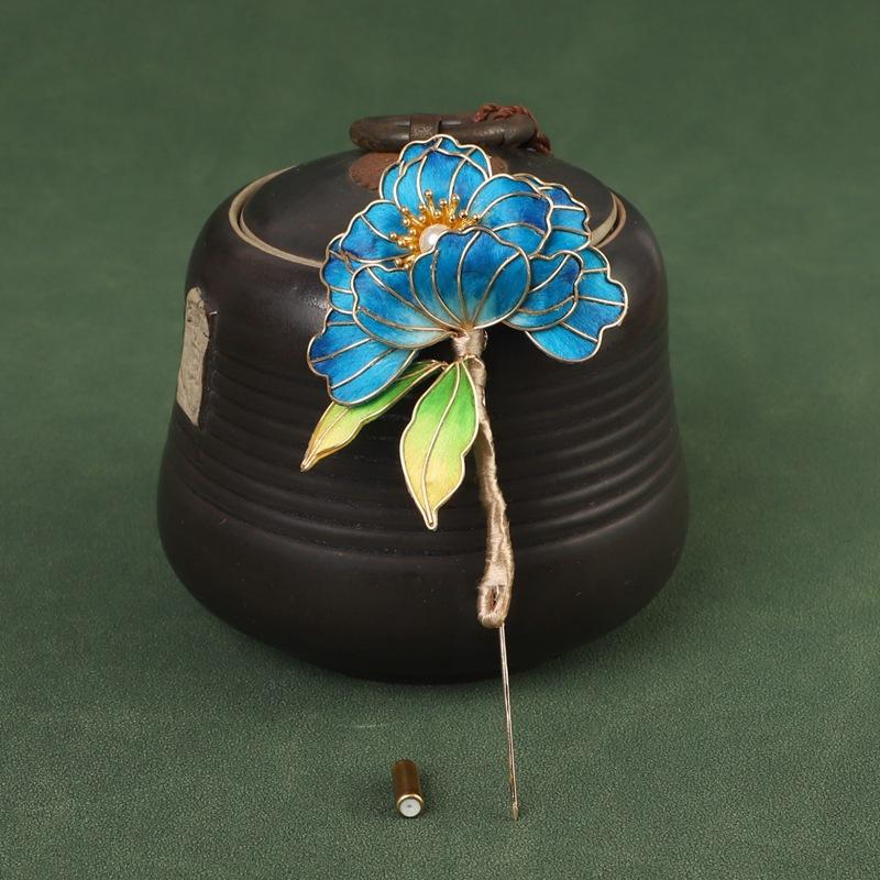 

Маленький и свежий темперамент, шелковая брошь «Эдельвейс», повседневная универсальная женская юбка ханьфу, булавка в национальном стиле с аксессуарами синий