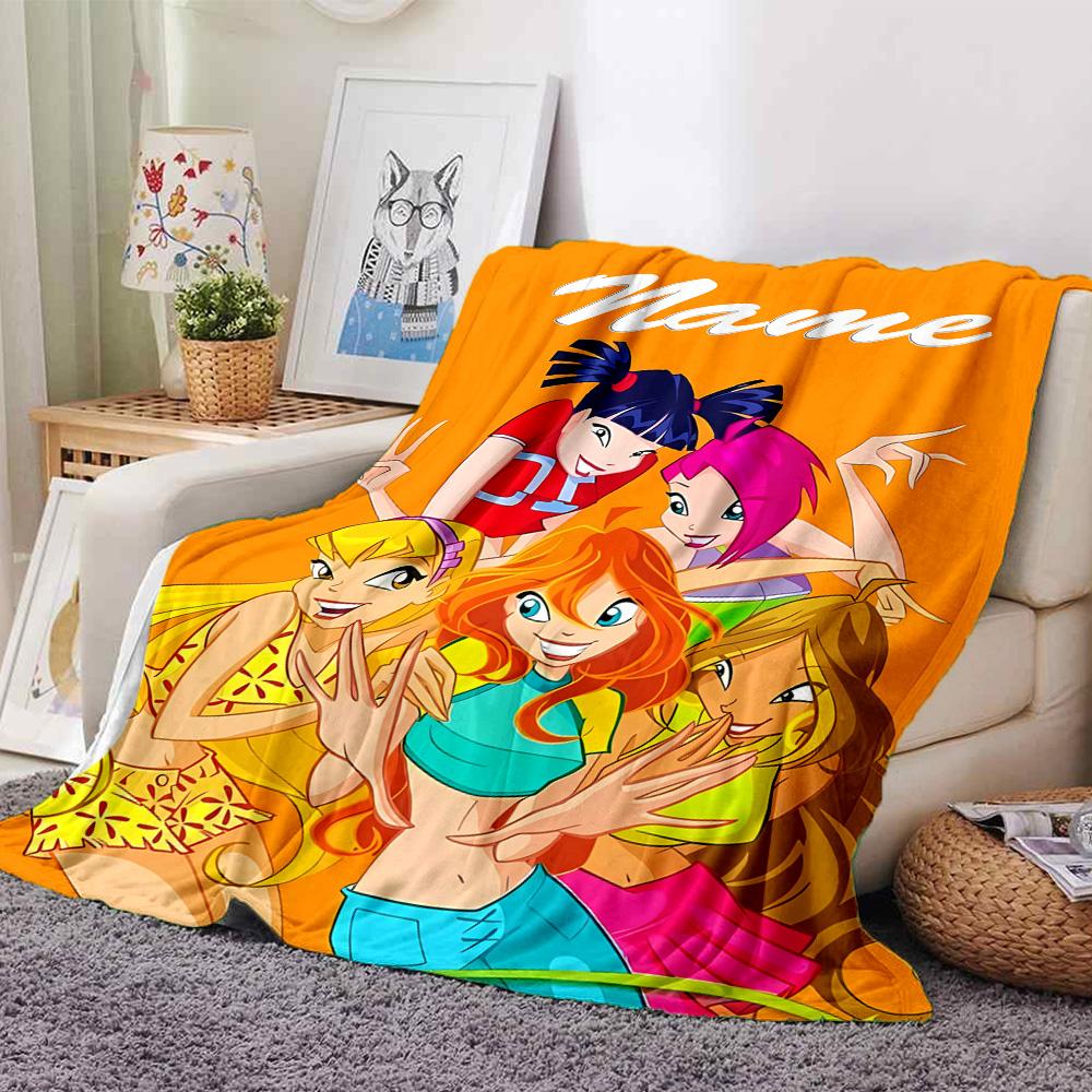 Customiz Name Personality Winx Club Blanket Soft &Warm Sofa Office Bed Travel Lunch Break Blanket, Gift Suitable All Seasons