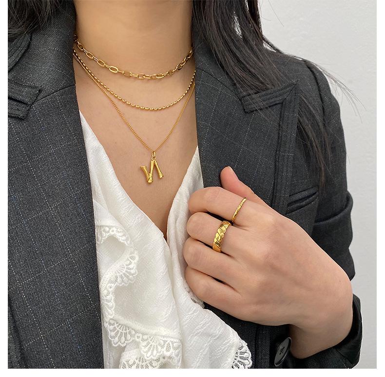 Trendy European & American Bamboo Joint Gold Necklace with 26 English Letters