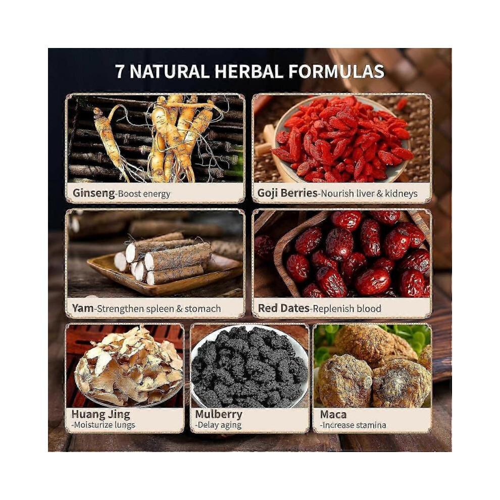 Ginseng Five Treasures Tea Kidney Nourishing Tea Natural Organic Precious Chinese Herbal Medicine for Daily Drinking, Kidney Health