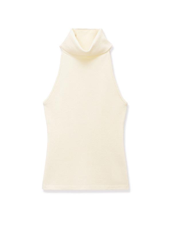 2026 Spring/Summer Elegant High Neck Sleeveless Straight Vest T-shirt for Women