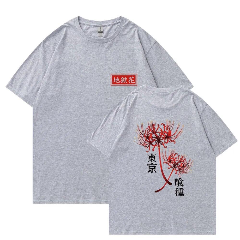 Anime Tokyo Ghoul Spider Lily T-shirt Unisex WoUnisex Cool Kane Kiken Graphic Print T-shirts Oversized Streetwear Couples Tees
