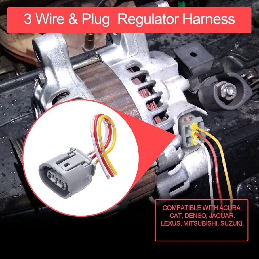 3 Wires Alternator Regulator Harness, 4Pack Alternator Pigtail Connector Plug