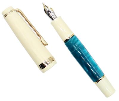 Gullor Mini Fountain Pen with Gold Trim, Acrylic Pocket Pen, Dark Blue, Extra Fine Nib (0.38mm)