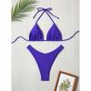 Sexy Solid Halter Lace Up Low Waist Bikini Set Women's 2 Pieces Swimsuit Triangle Thong Swimwear Bathing Suit Brazilian Biquini
