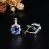 Luxury Deep beautiful blue natural Kyanite ring Earrings necklace set Elegant precious female wedding & banquet gifts 925 silver