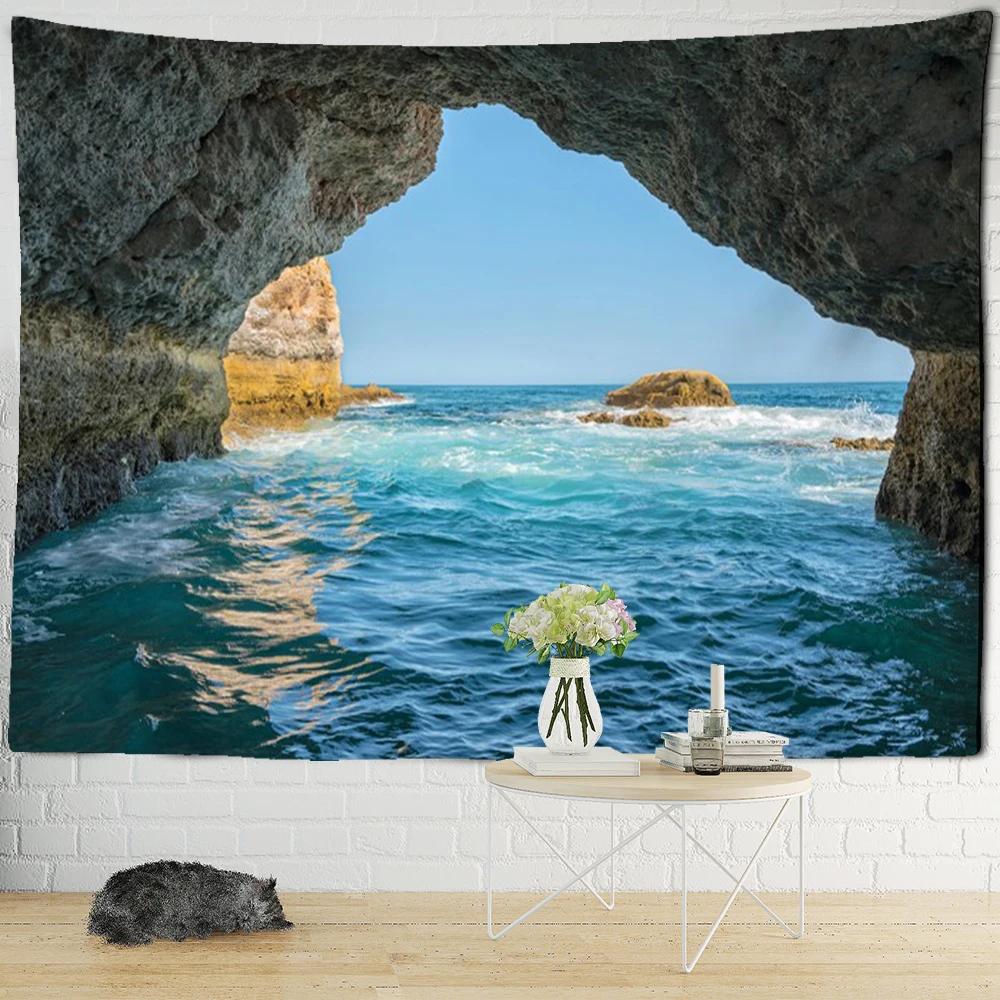 Forest River Wall Tapestry - Nature Landscape HD Print, Calming Waterfall Scene for Bedroom & Living Room Decor