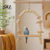 Parrot Beak Care Toy Bird Swing Perch, Wooden Blocks Chew Toy, Beaded Arch Chewing Accessory Swing, Cage for Lovebird Budgie Cockatiel Conure