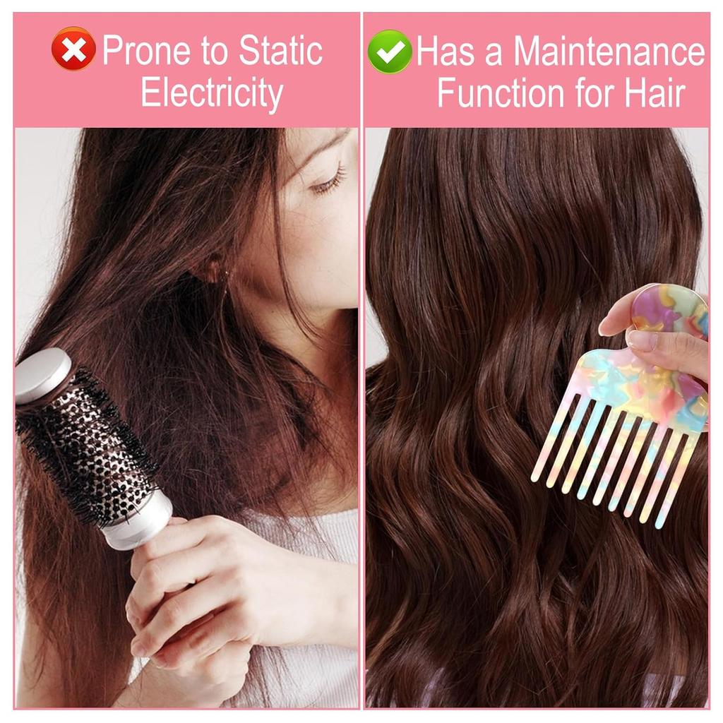 Hair Picks for Curly hair, 2pcs Afro Acetate Pick Comb, Fine-Tooth Comb Colorful, 4.72 Inch Curly Picks Long Wide Tooth Detangling Styling Reducing