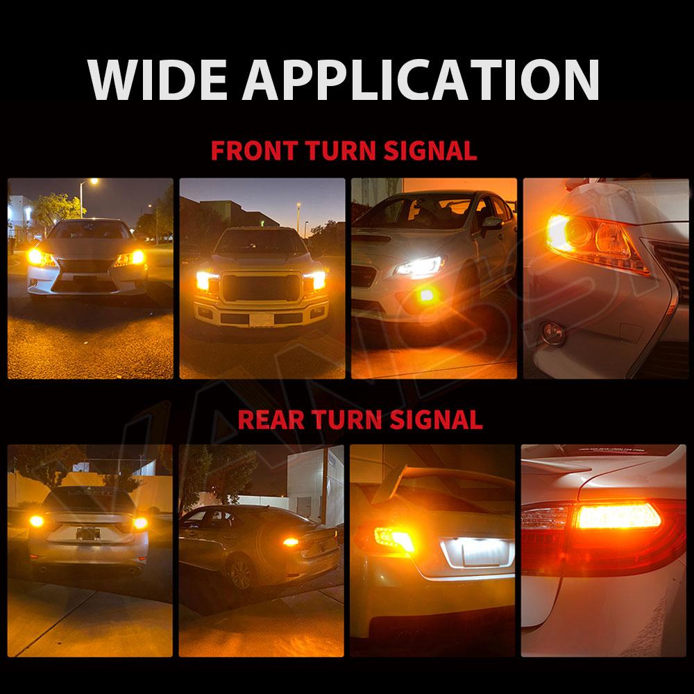 2Pcs BA15S P21W LED No Hyper Flash Amber Yellow T20 W21W 7440 WY21W 1156 BAU15S PY21W LED Bulbs Car Turn Signal Light 12V-24V