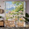 Spring Scenery Printed Curtains Pole Bag Christmas Decorations Home Room Made Of Polyester