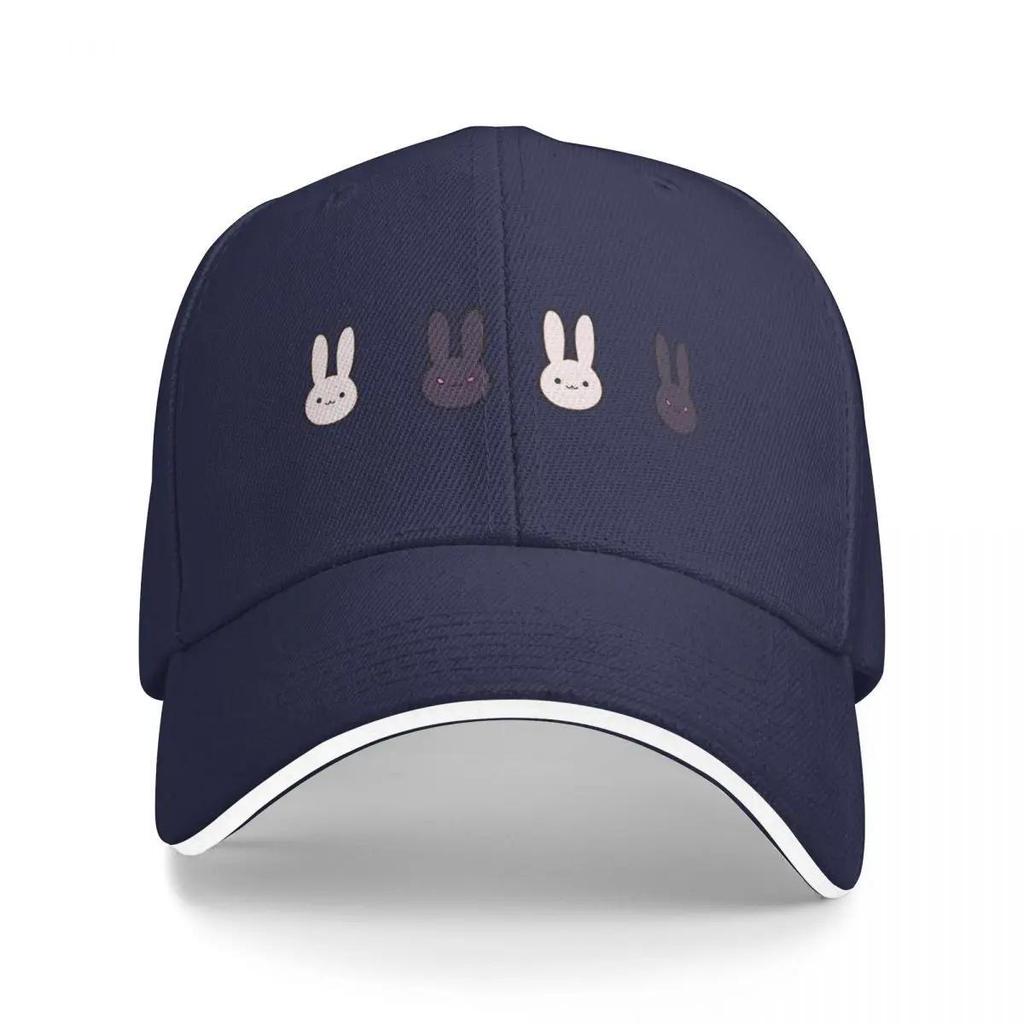 Cute Cartoon Rabbit Faces Baseball Cap Adjustable Polyester Streetwear Hat for Adult Unisex Outdoor Casual Wear