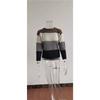Women's Autumn And Winter Long Sleeved Striped Fur Round Neck Knitted Pullover Top Sweater