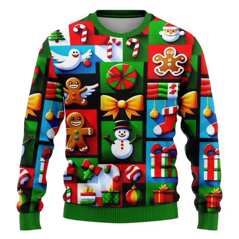 Fashion Ugly Christmas Sweater Funny Xmas Graphic Sweatshirt Santa Claus Cosplay Pullovers Boy Crewneck Polyester Tracksuit