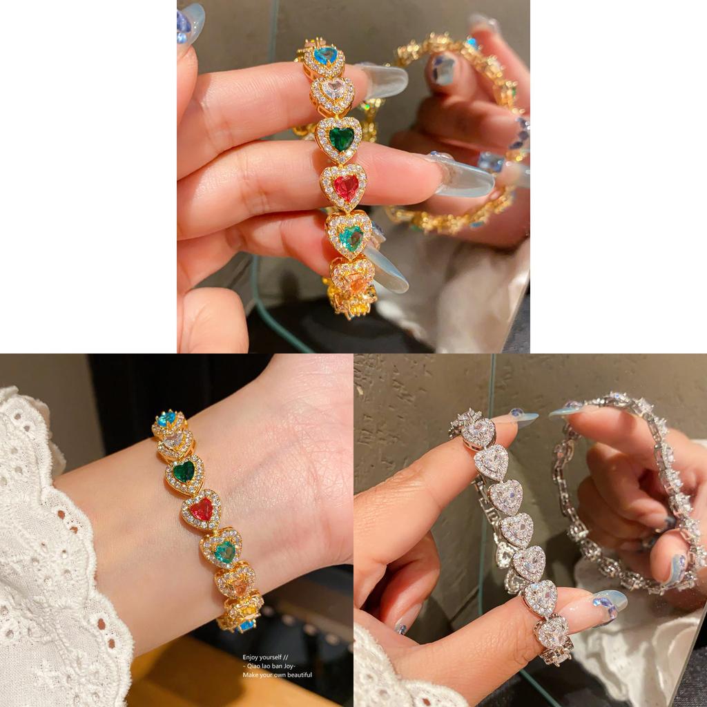 Vintage Silber Herzform Handkette Mit Zirkonia Für Damen Mode