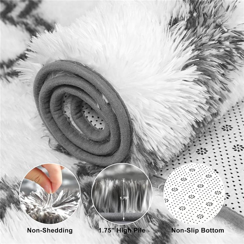 Area Rugs for Bedroom, Upgrade Non-Slip Grey Fluffy Soft Shag Carpet, Indoor Floor Gray Fuzzy Shaggy Living Room Plush Rug for Kids Home Dorm Decor