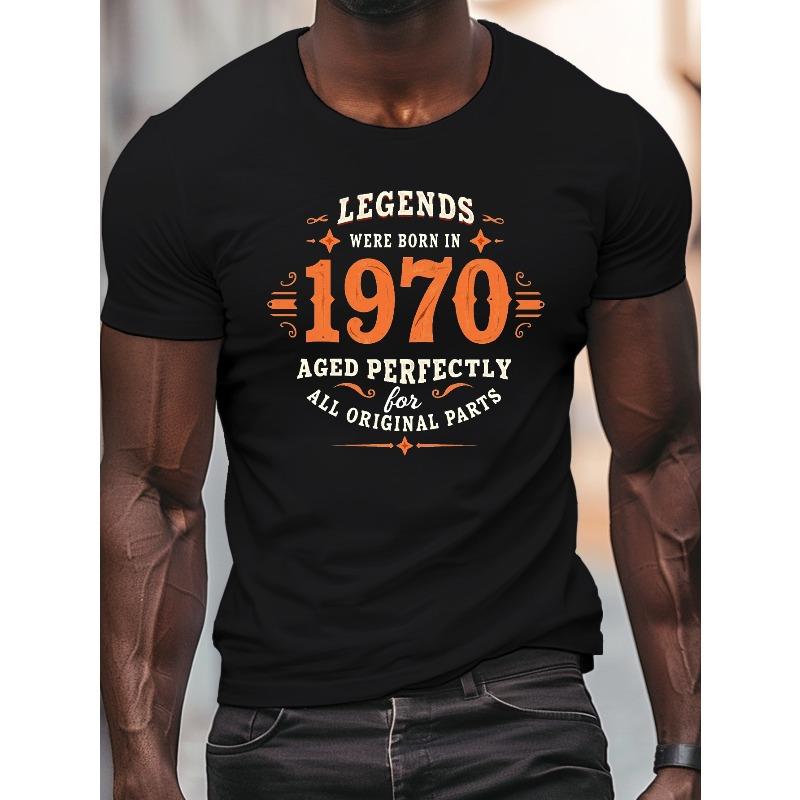 European Size Men'S Legends Were Born In 50.04Meter Graphic Tee - Casual Crew Neck Short Sleeve, Lightweight Summer Shirt with Vintage Aged