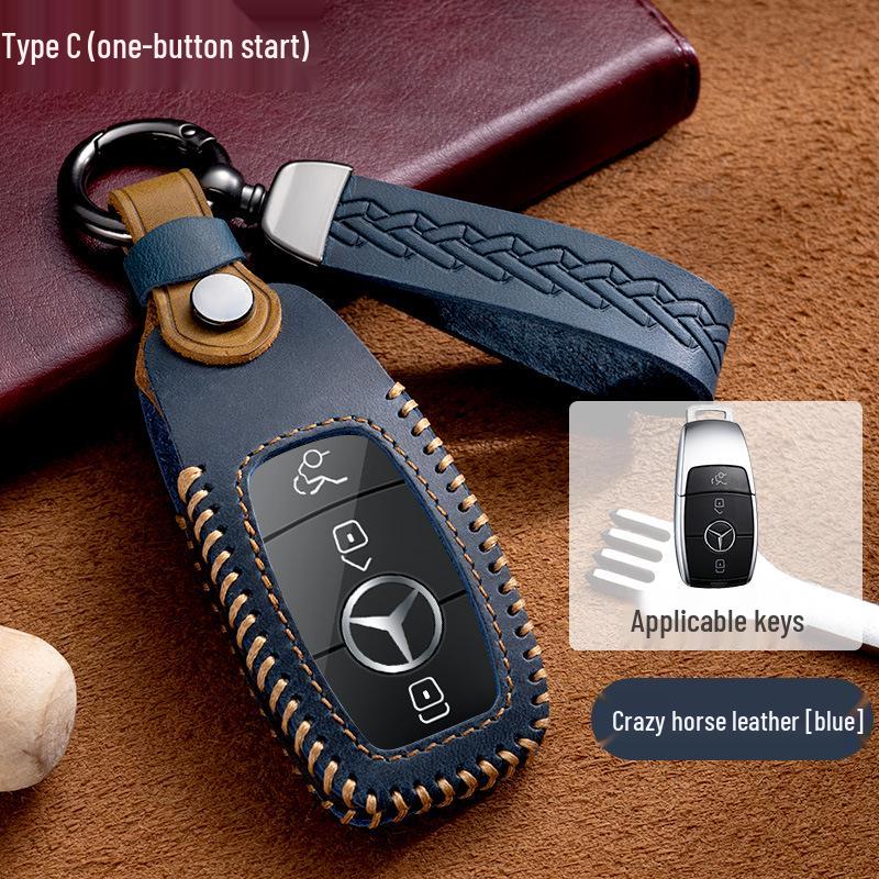 Genuine Leather Key Bag Set for Mercedes-Benz S-Class C200L, New C-Class, E-Class E300L, and GLK300