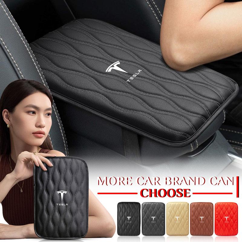 1Pcs Leather Auto Armrest Pads Protective Waterproof Hand Cushion For Tesla Model 3 Model X S 2016-2023  Model Y Decals TM3 TMX