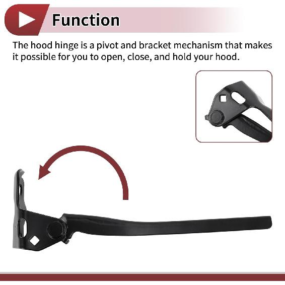 1 Pair Hood Hinges for Honda Accord 2008-2012 for Honda Crosstour 2012-2015 Front Bonnet Bracket No.60170TA0A00ZZ/60120TA0A00ZZ Black Iron