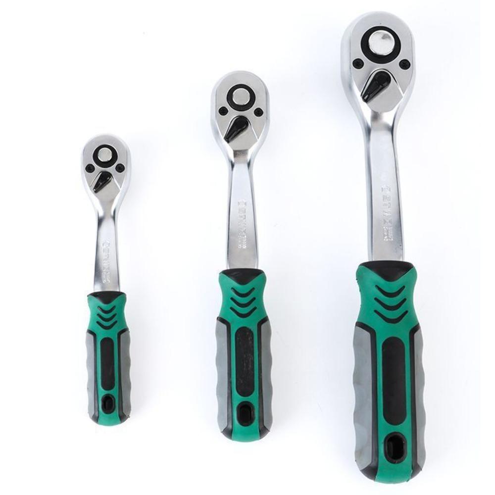 New Chrome Vanadium Steel Ratchet Wrench 72 Teeth 1/4" 3/8" 1/2" Right Angle Wrench Durable Quick Release Hand Tools Home
