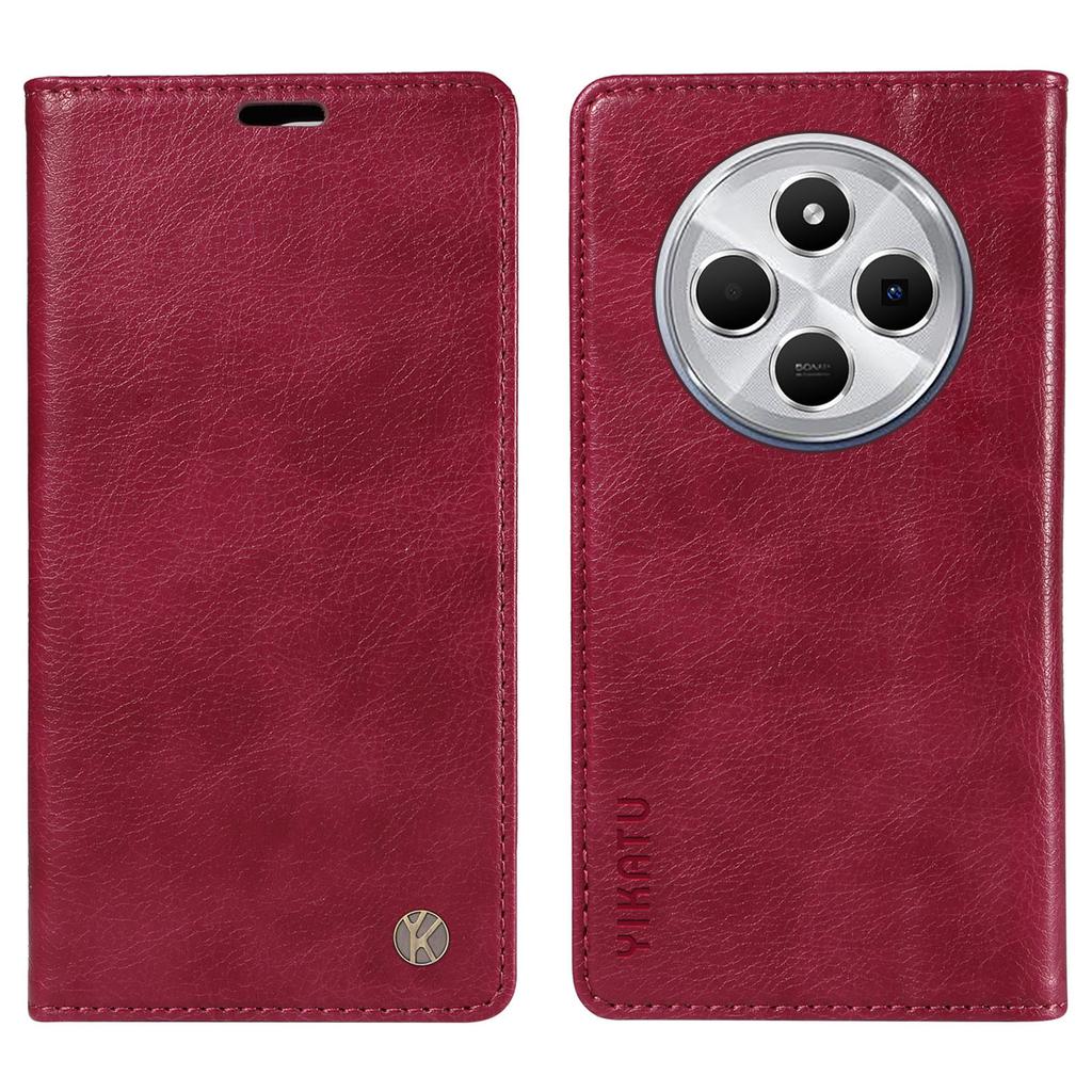 YIKATU YK-006 For Xiaomi Poco C75 4G/Redmi 14R 5G/14C 4G Case Wallet Litchi Grain Leather Phone Cover Magnetic Auto-Absorbed