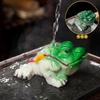 Color Changing Golden Toad Tea Pet Ornament,Lucky Chinese Tea Play Purple Clay Table Decoration, Kung Fu Tea Set Accessories