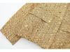 European & American Women's Sequin Stand-up Collar Jacket - Autumn/Winter 2025 Fashion, Solid Color, Short Casual Style