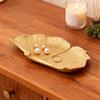 Nordic Golden Leaf Resin Tray for Keys Watches Storage Jewelry Organizer Home Entrance Decoration
