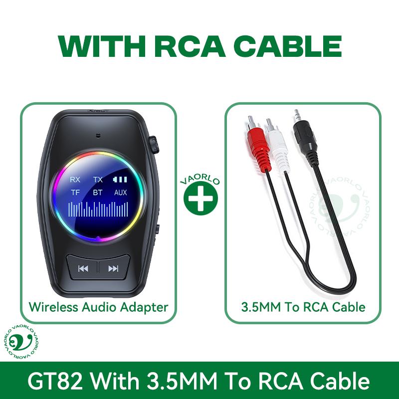 Bluetooth 5.4 Audio Transmitter Receiver RGB LED Display Hifi Stereo Music Wireless Adapter 3.5MM AUX TF With Mic For TV PC Car
