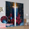 2 Stück, 2D-Flachdruck Fenster Vorhang Blau Kerze Weihnachtsstern Weihnachtsschmuck (3) Polyester Fabrik (ohne Stange) Vielseitig