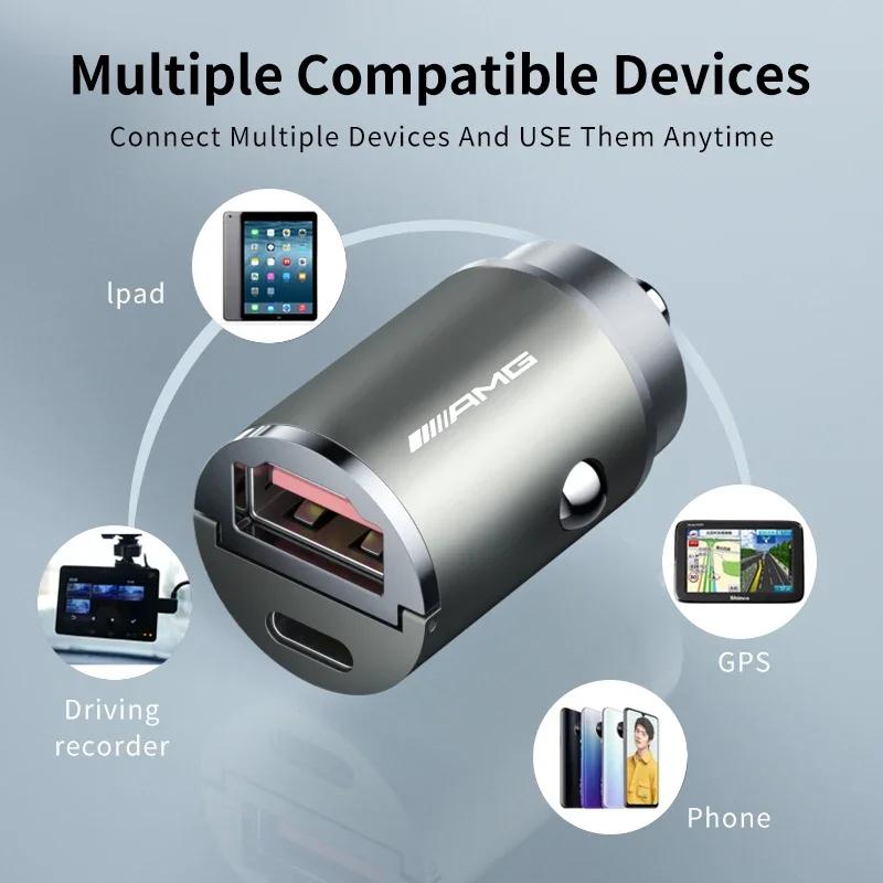 GLC GLB 60W Car Charger USB Type C Phone Fast Charging Accessories For Mercedes Benz AMG W204 W205 W203 W212 W211 W213 W201 W21