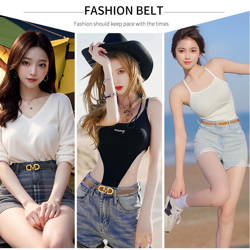Womens Slim Leather Belt With M-Shape Alloy Buckle Casual Office Jeans Skirt Waistband