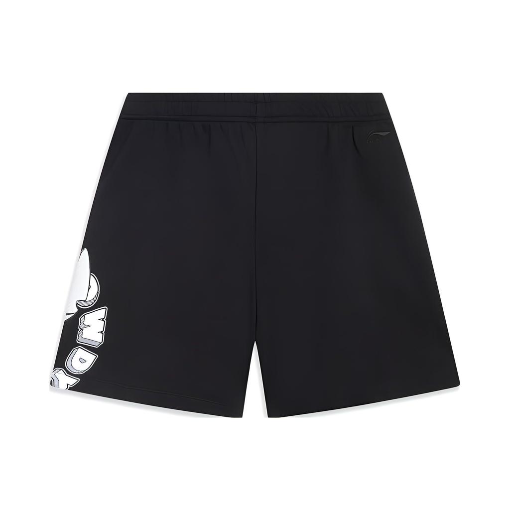 Li Ning X Disney Collaboration Stitch Series Cartoon Print Loose Casual Shorts Women Shorts Black AKST482-1