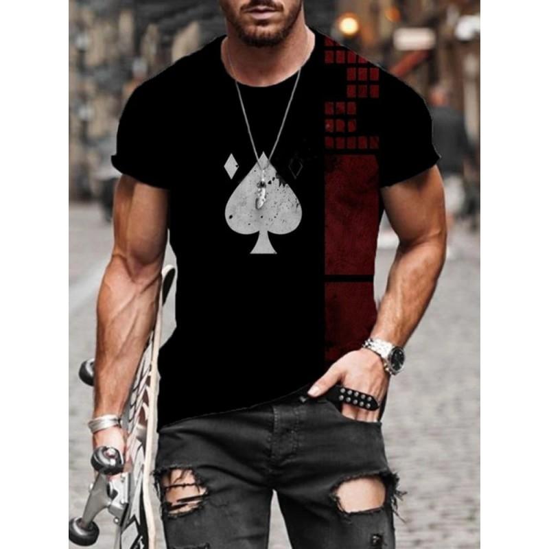 Mens Short Sleeve Crew Neck T-Shirt With Cartoon Digital Print Loose Fit Casual Wear