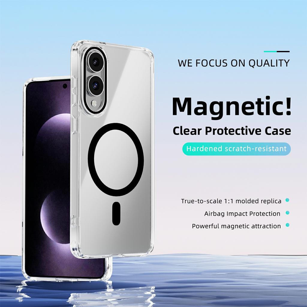 ABEEL For Samsung Galaxy S25 Edge Magnetic Case Anti Scratch Clear TPU PC Phone Back Cover