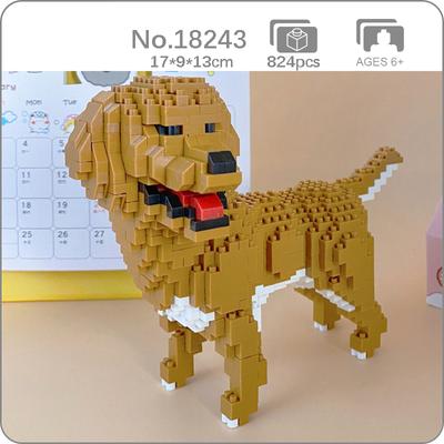 18243 Tierwelt Golden Retriever Hund Stand Haustier Puppe Modell Mini Diamant Blöcke Ziegel Gebäude Spielzeug für Kinder keine Box