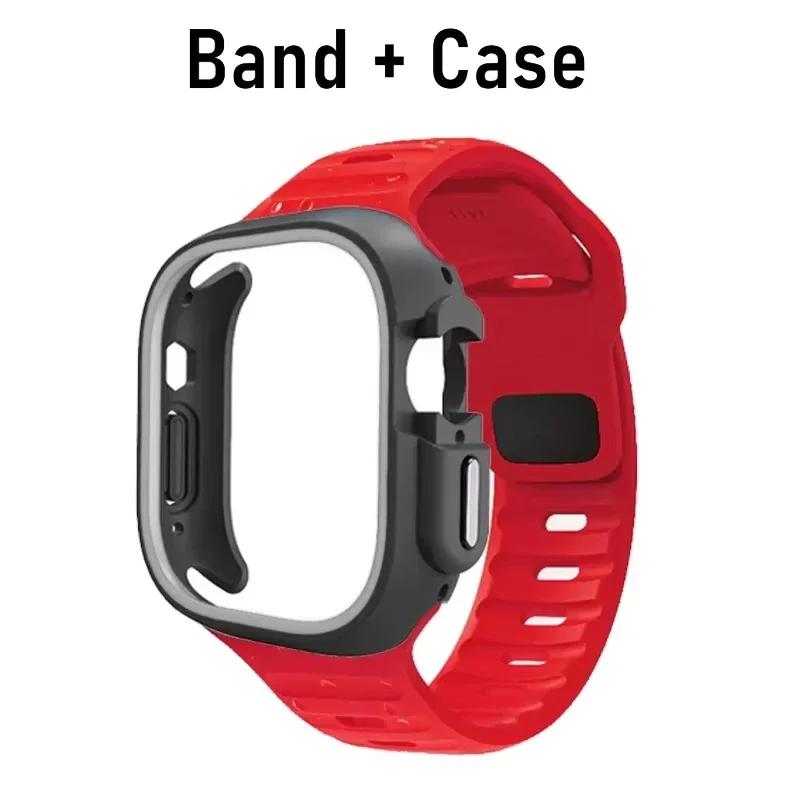 TPU Case+Silicone Strap for Apple Watch Band Ultra 49mm Sport Band for Iwatch Series10 9 8 7 6 SE 5 4 46mm 45mm 44mm 41 40 42mm