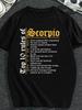Men' & Women' Scorpio Birthday T-Shirt - Scorpio Sign with Top 10 Rules, Black with Golden White Text, Soft Breathable C
