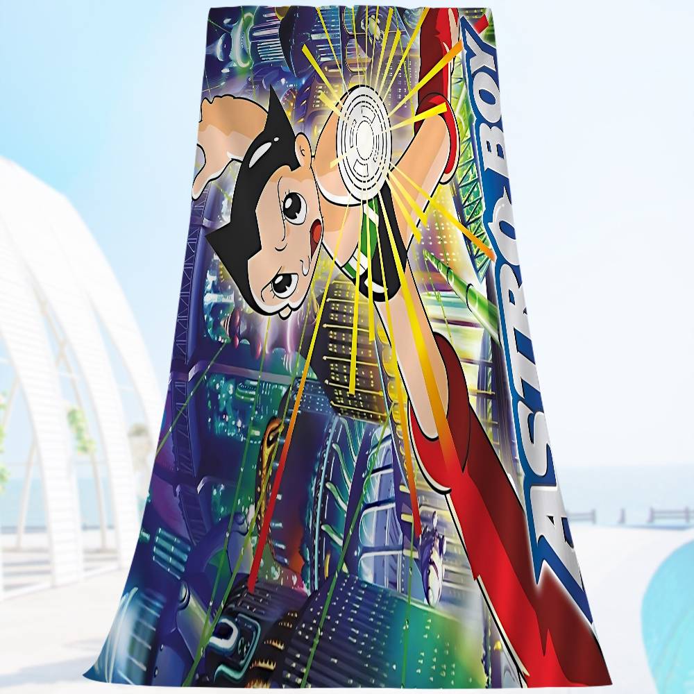 Retro A-Astro Boy Iron Microfiber Blanket Quick Drying Beach Towels Oversized Printing Super Absorbent Pool Towel Blanket