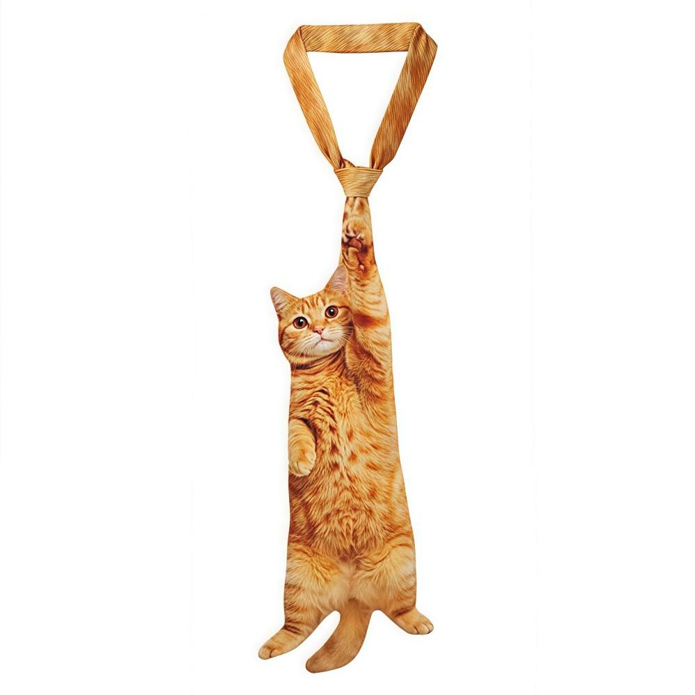 3D Cat Cat-shaped Unisex's Tie Animal Pattern Novelty Kitten Necktie Lifelike Satin Fabric Creative Neck Tie For Party Wedding
