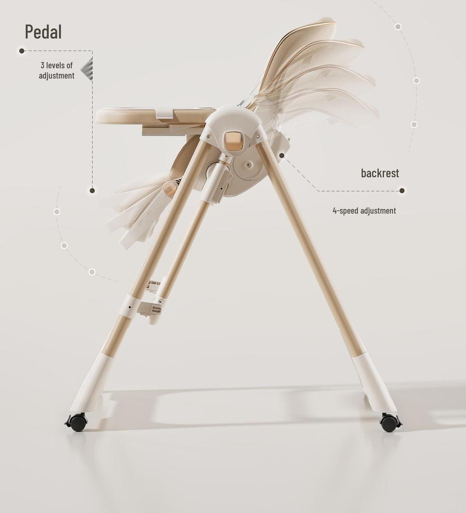 Compact Multi-Functional Baby High Chair: Recline, Fold, and Rock - Portable 2-in-1 Eating and Relaxing Chair for Infants