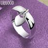 925 Sterling Silver Smooth Heart Ring Lock Ring Fashion Jewelry