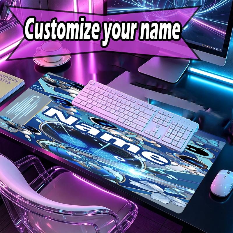 Custom Name Personalized Cosmic Bot Crew Pattern Mousepad, Laptop PC Desk Mat, Decorative Desk Mat for Home Keyboard Pad Gift