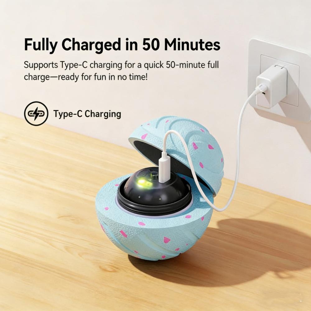 Food-Grade Cartoon Smart Motion Chew Toy Ball Dogs Cat Self Play-3x Tear Resistance Remote Touch Control Bouncing & Spinning