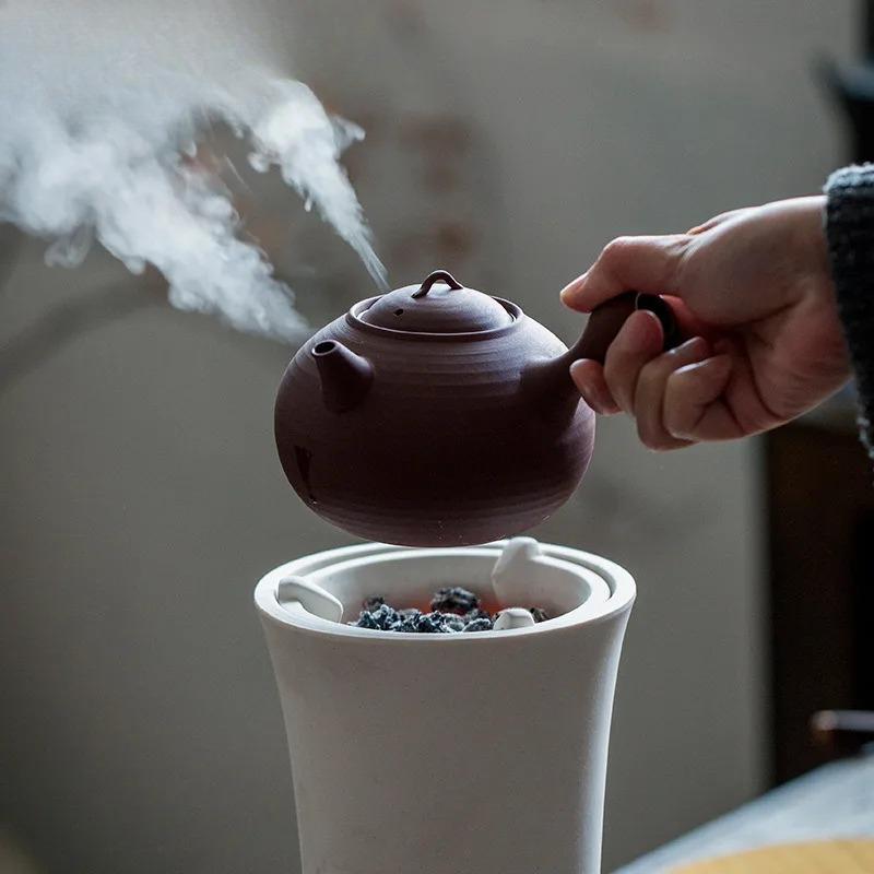 Handmade White Peat Tea Warmer Holder Alcohol Burner Stove Kettle Stand Boiling Water Carbon Furnace Cha Accessories Ornaments