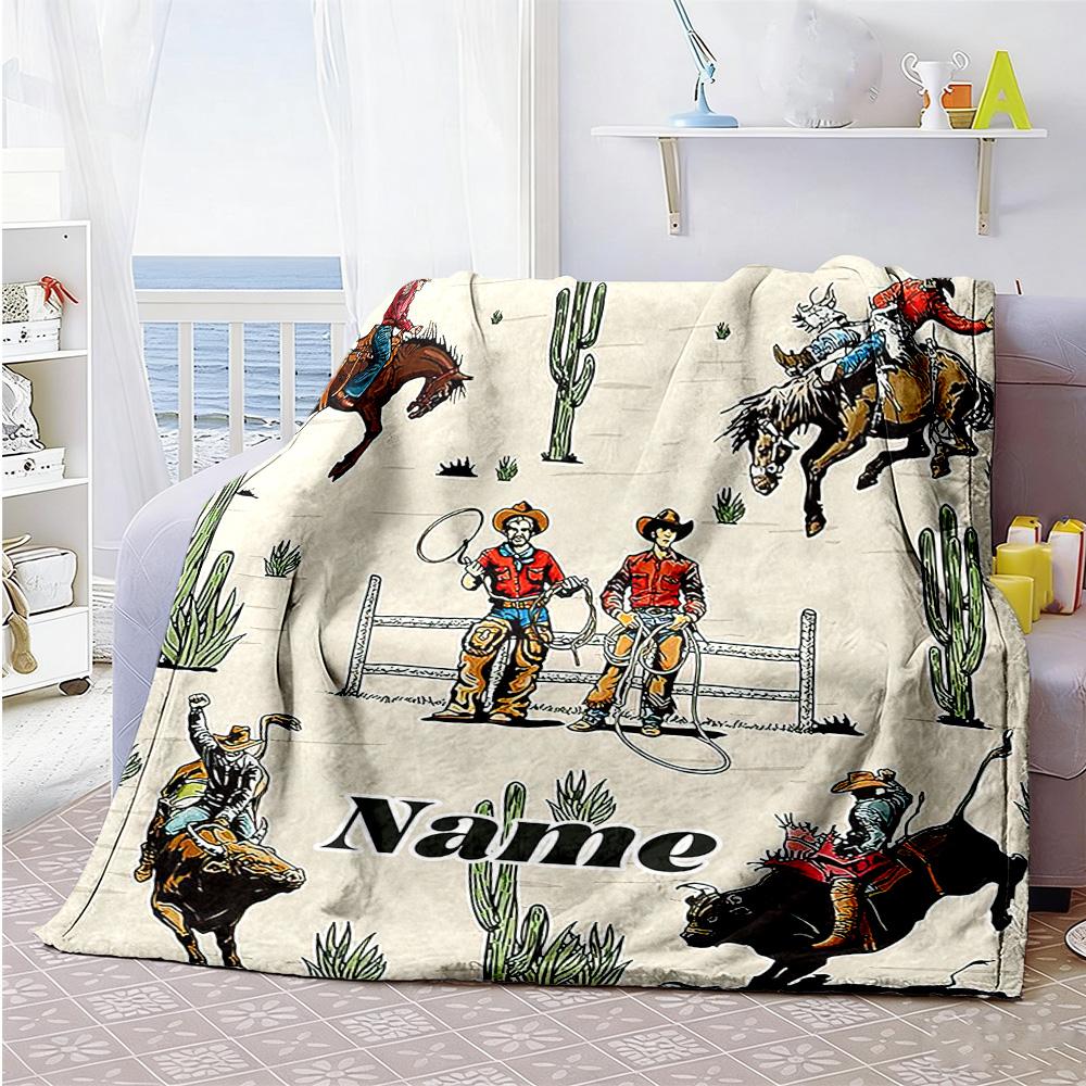 Western Cowboy Customize Text Blanket Cozy Customizable Blanket Warmthful Decor Suitable for Picnics Bedding Home Decor Office for All Occasions